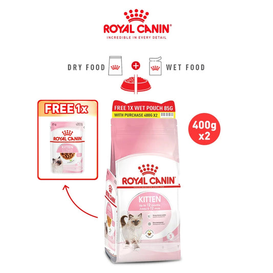 RC KITTEN DRY FOOD 2 x 0.4KG + 2 x WET FOOD 85G